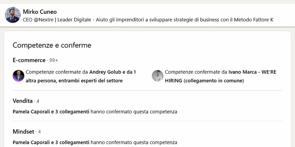 abiità e competenze su linkedin